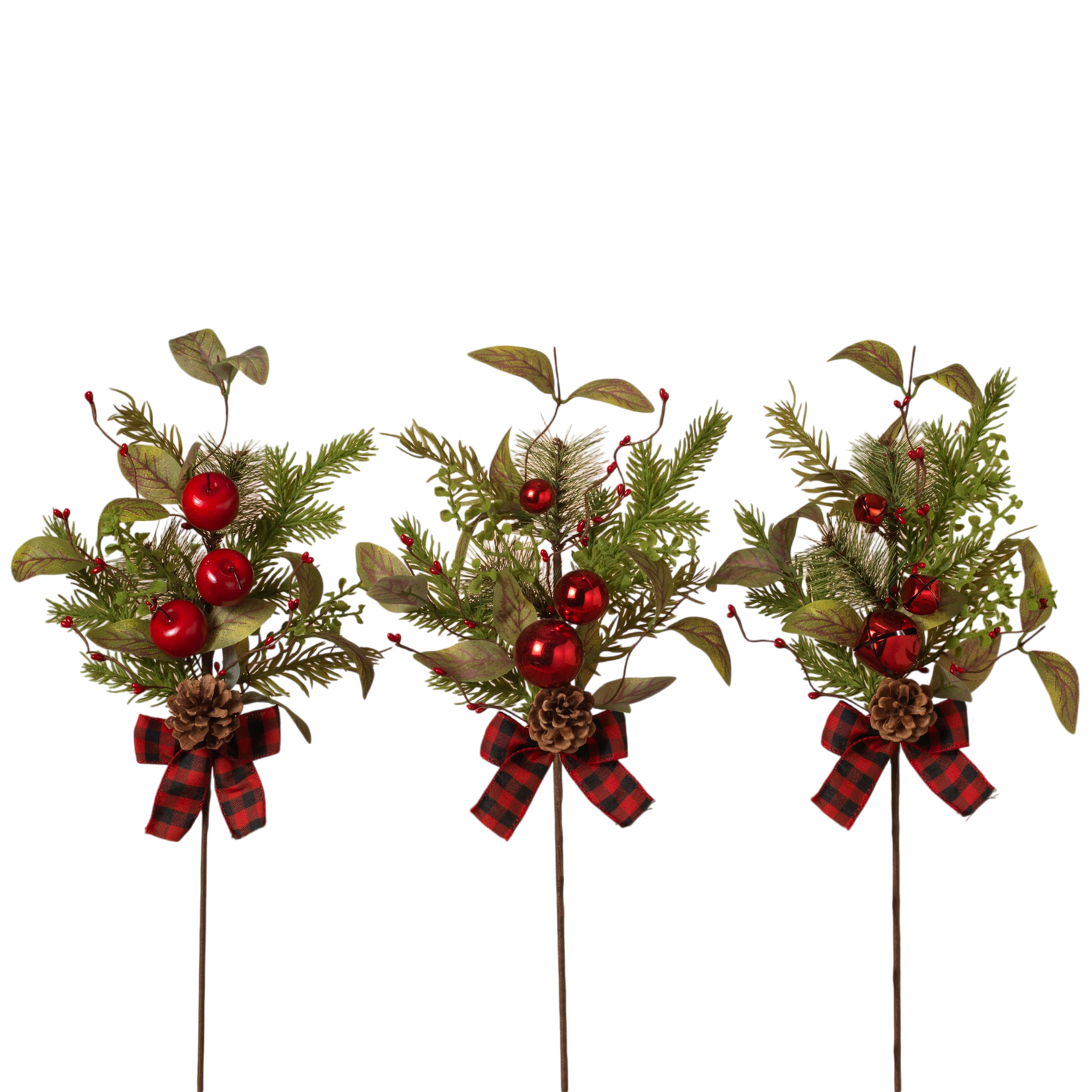 Pine & Berry Pick with Plaid Bow -