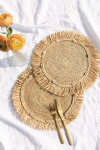 Woven Raffia Fringe Placemat