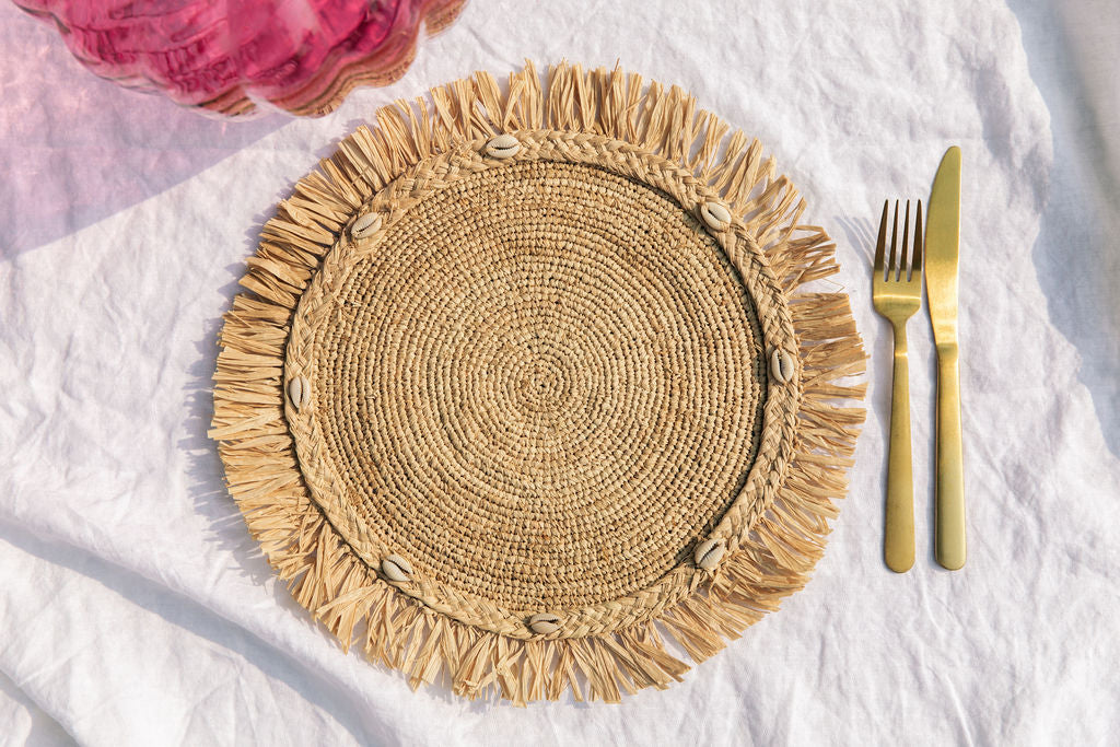 Woven Raffia Fringe Placemat