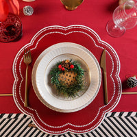 Nurture Red Scalloped Faux Leather Placemat