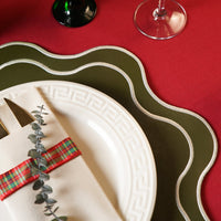 Haven Dark Green Wavy Edge Faux Leather Placemat
