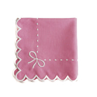 Pink Cotton Placemat & Napkin Set with Bow Accents