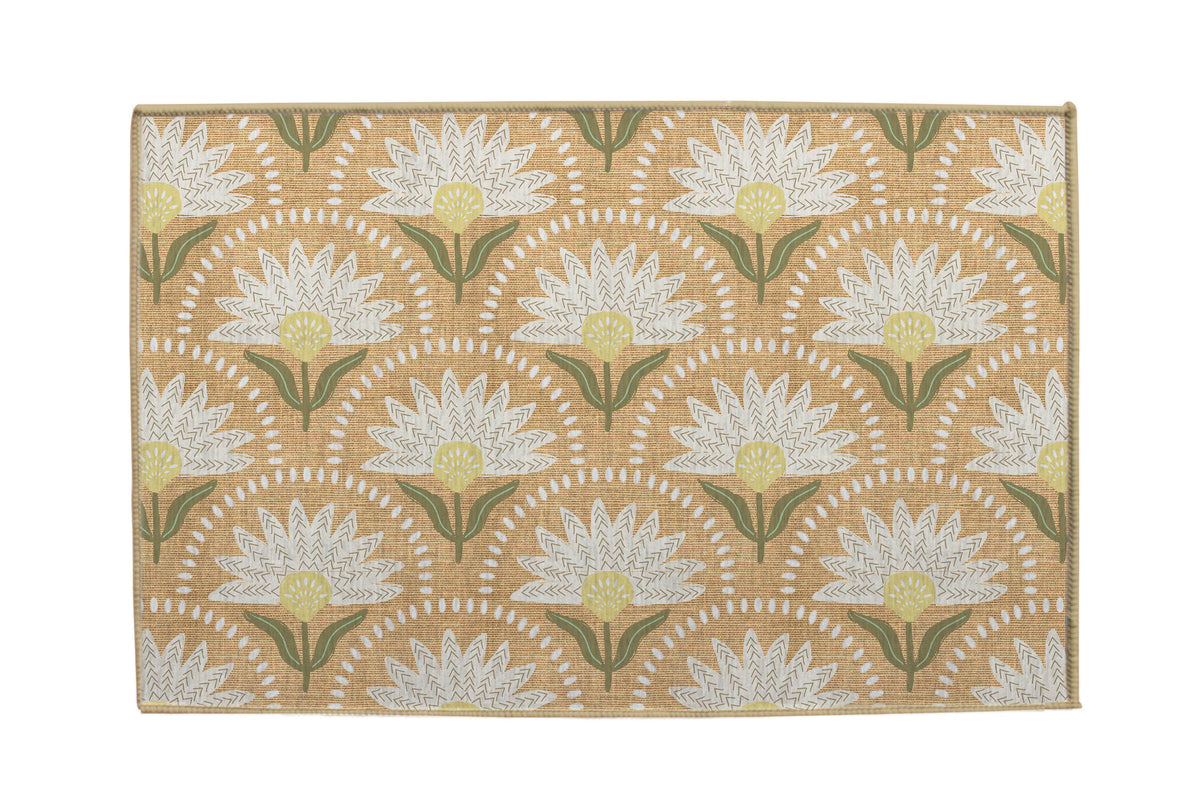Coneflower White Nu-Jute Rug -Washable (Various Sizes)