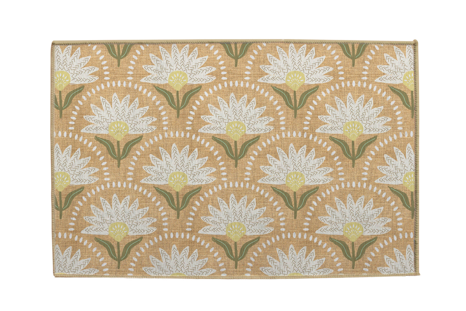 Coneflower White Nu-Jute Rug -Washable (Various Sizes)
