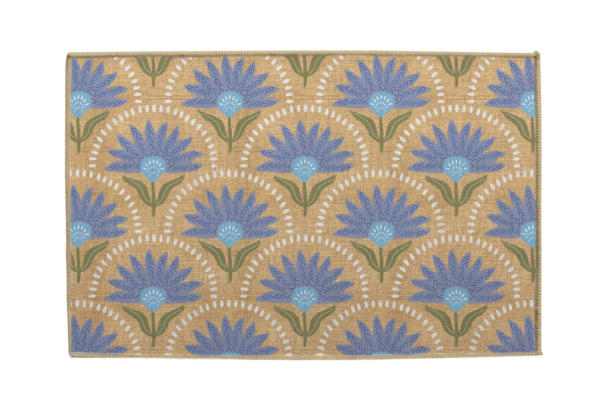 Coneflower Blue Nu-Jute Rug - Washable (Various Sizes)