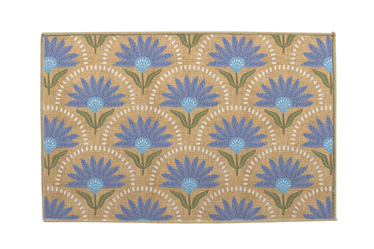 Coneflower Blue Nu-Jute Rug - Washable (Various Sizes)