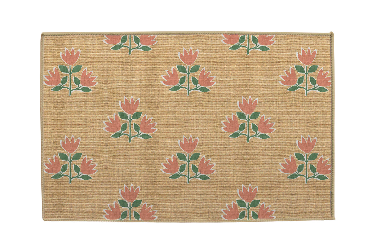 Clementine Coral Nu-Jute Rug - Washable (Various Sizes)