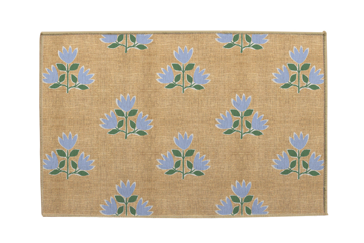 Clementine Blue Nu-Jute Rug - Washable (Various Sizes)