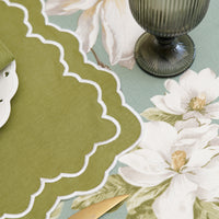 Elara Green Rectangle Fabric Placemat & Napkin Set