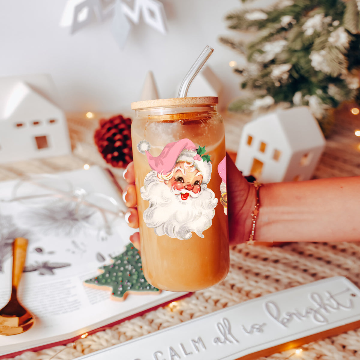 Vintage Pink Santa Cup