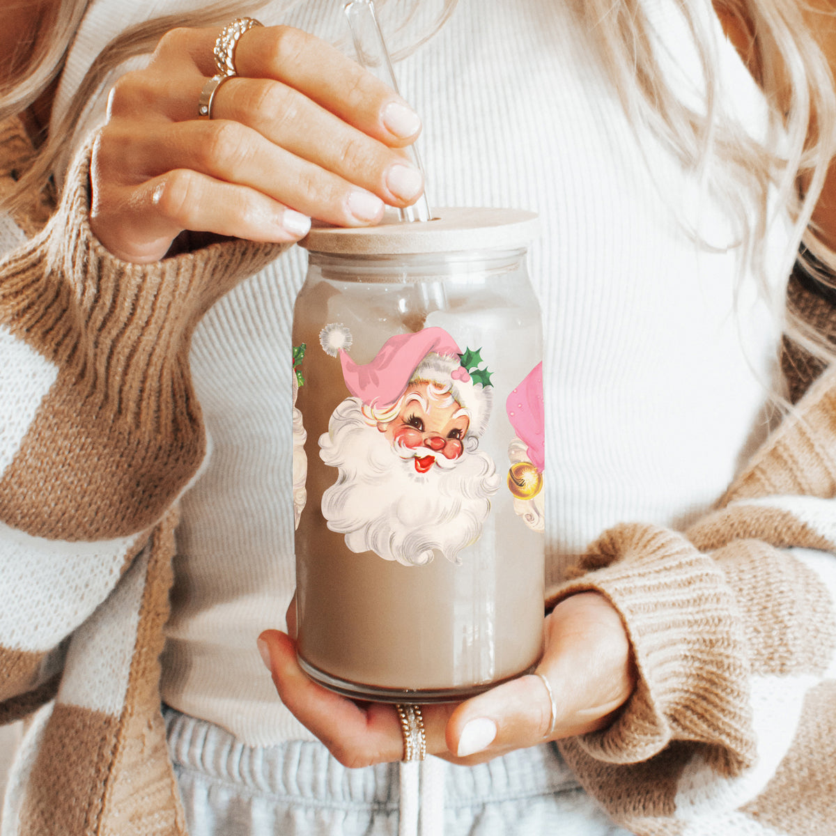 Vintage Pink Santa Cup