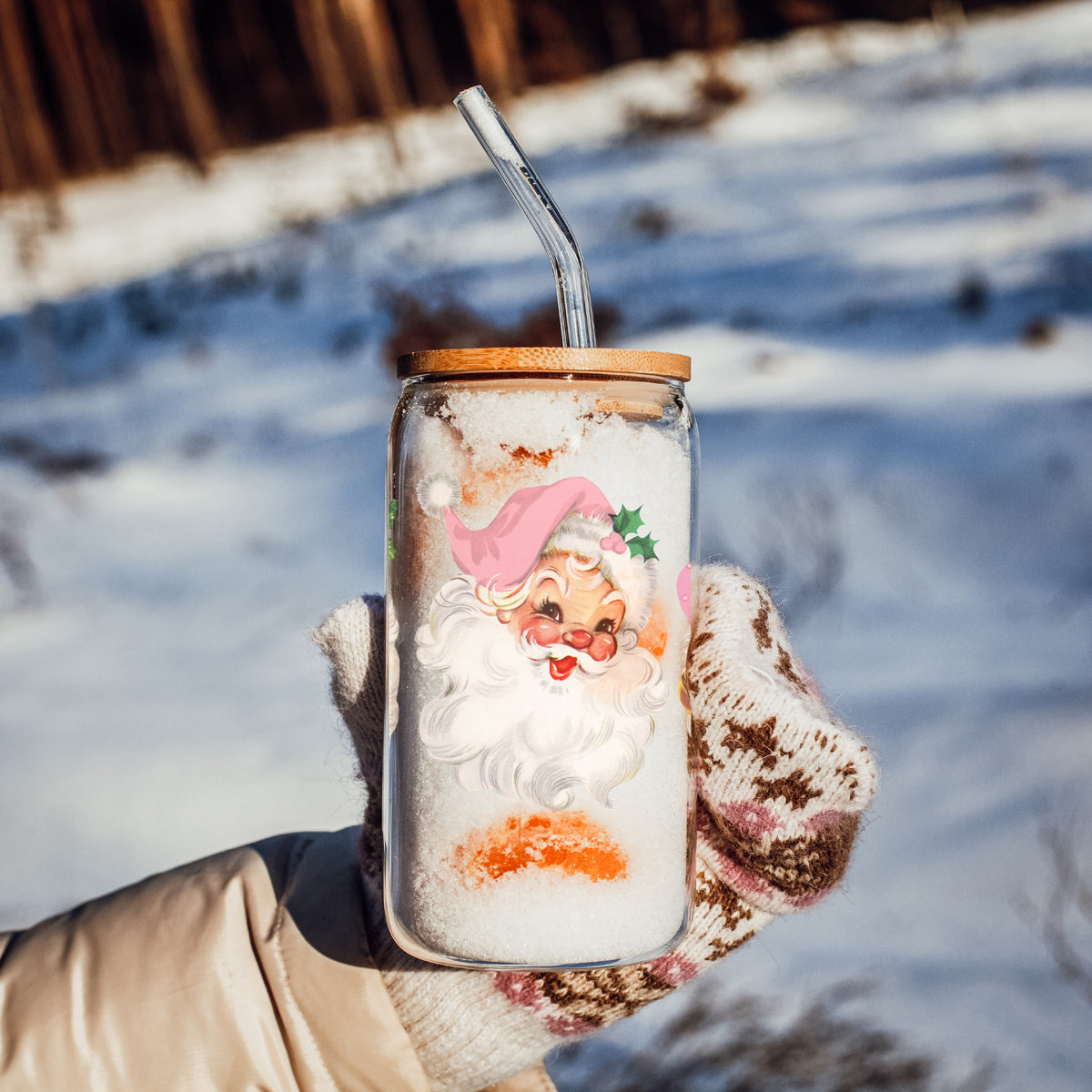 Vintage Pink Santa Cup