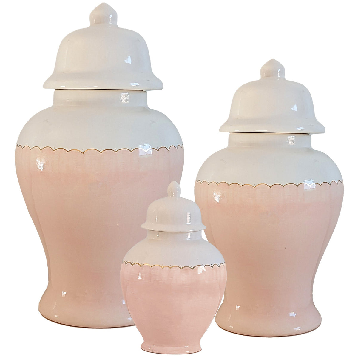 Scallop Color Block Ginger Jars in Blush (Various Sizes)
