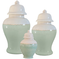 Scallop Color Block Ginger Jars in Sea Glass Green (Various Sizes)