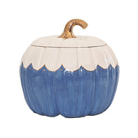 Scalloped Pumpkin Jars with 22K Gold Accents in French Blue (Various Sizes)