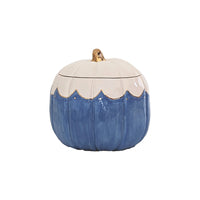 Scalloped Pumpkin Jars with 22K Gold Accents in French Blue (Various Sizes)