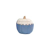 Scalloped Pumpkin Jars with 22K Gold Accents in French Blue (Various Sizes)