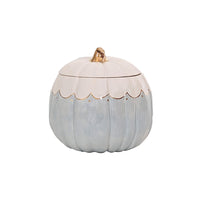 Scalloped Pumpkin Jars with 22K Gold Accents in Light Blue (Various Sizes)