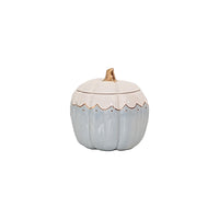 Scalloped Pumpkin Jars with 22K Gold Accents in Light Blue (Various Sizes)