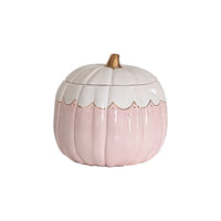 Scalloped Pumpkin Jars with 22K Gold Accents in Light Pink (Various Sizes)