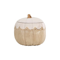 Scalloped Pumpkin Jars with 22K Gold Accents in Tan (Various Sizes)