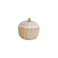 Scalloped Pumpkin Jars with 22K Gold Accents in Tan (Various Sizes)