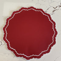 Scarlet Red Round Faux Leather Placemat