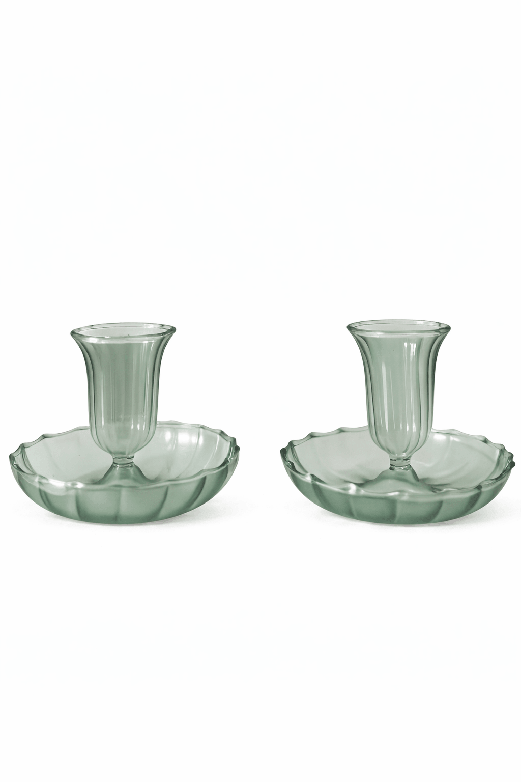 Set of Fluted Candle Holders – Green or Purple