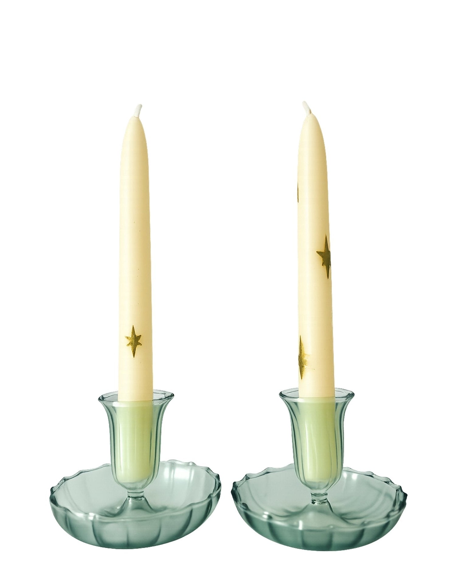Set of Fluted Candle Holders – Green or Purple