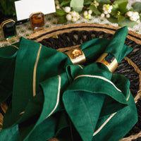 Gold Trim Dinner Napkins – Hunter Green (Set of 2)