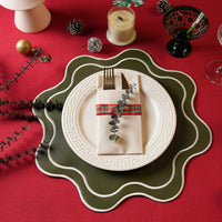 Haven Dark Green Wavy Edge Faux Leather Placemat