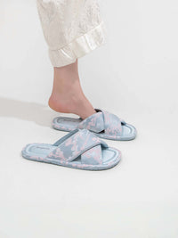 Classic Cross-Strap Embroidery Slippers