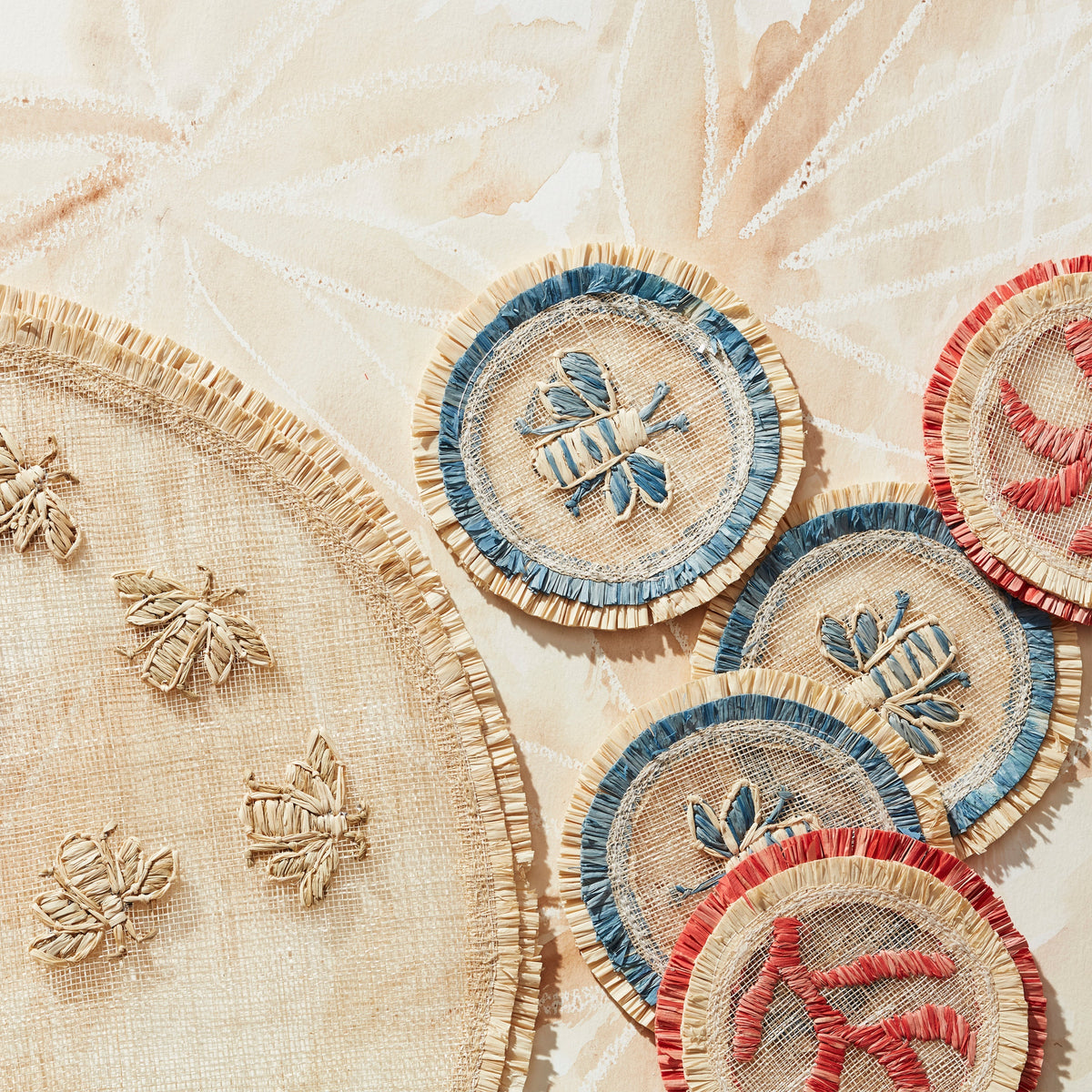 Bee Straw Coasters – Set of 4