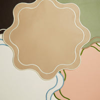 Haven Dark Green Wavy Edge Faux Leather Placemat