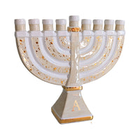 Shimmering Stars Menorah with 22K Gold Accents and Optional Monogram (Various Colors)