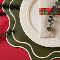 Haven Dark Green Wavy Edge Faux Leather Placemat