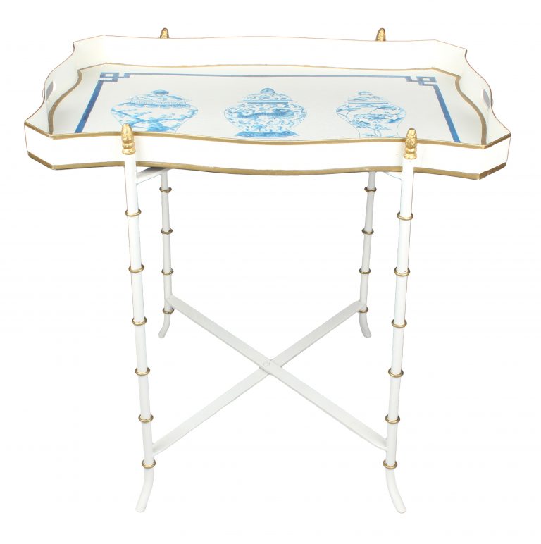 Ivory & Blue Ginger Jar Rectangular Tray Table