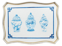 Ivory & Blue Ginger Jar Rectangular Tray Table