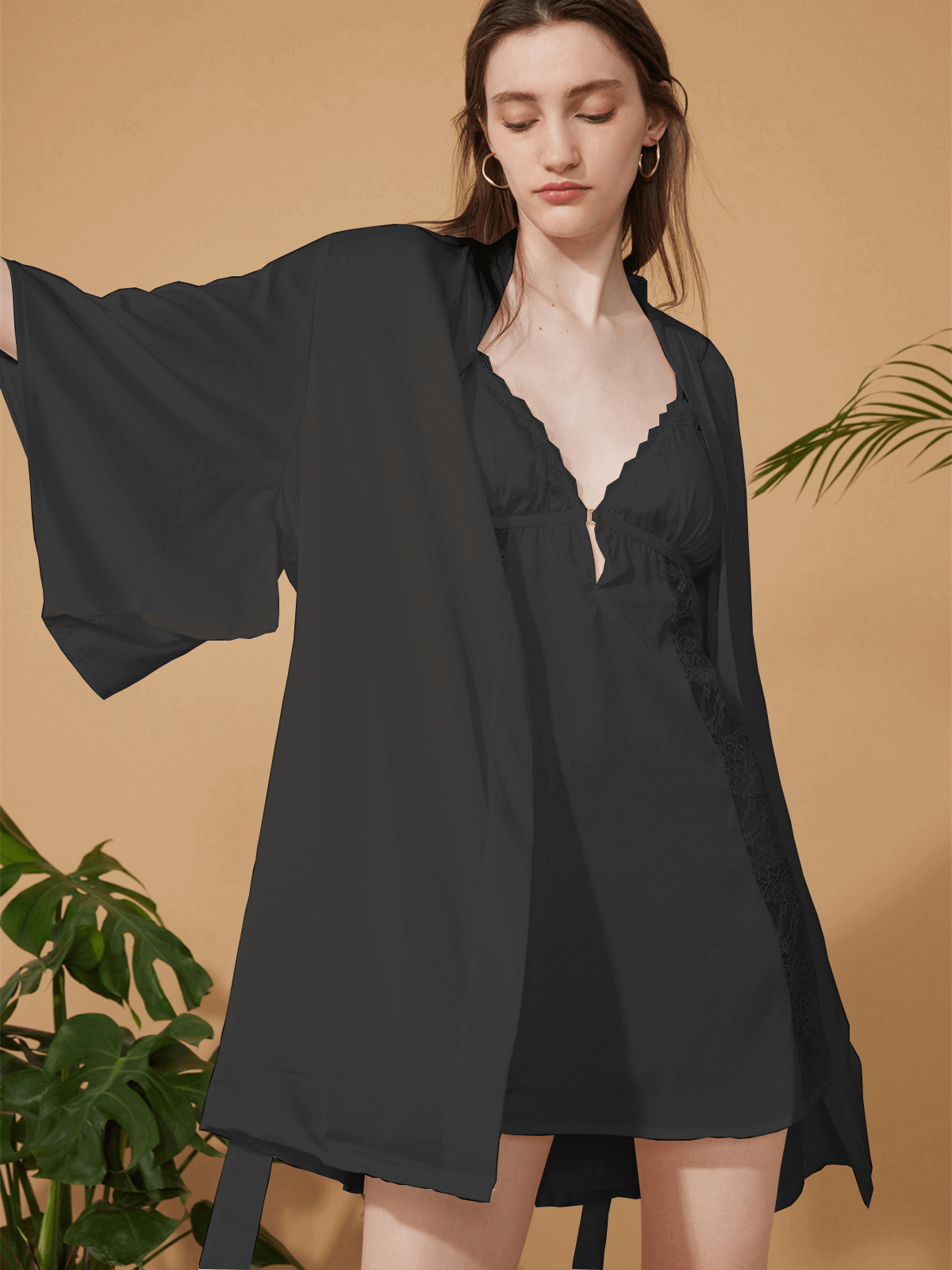 Short Robe Set Exotic Pajama 2 Pcs (Various Colors)