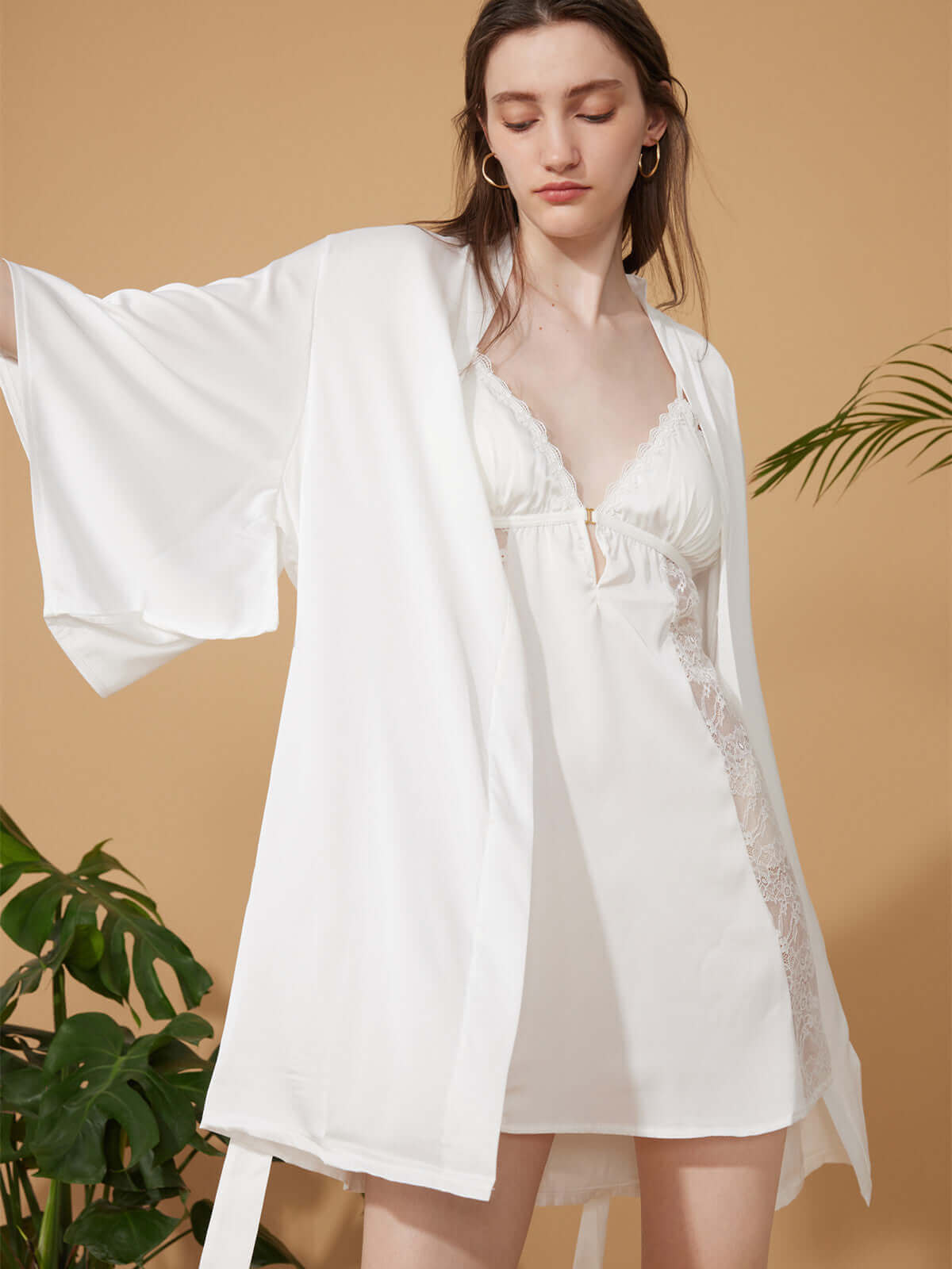 Short Robe Set Exotic Pajama 2 Pcs (Various Colors)