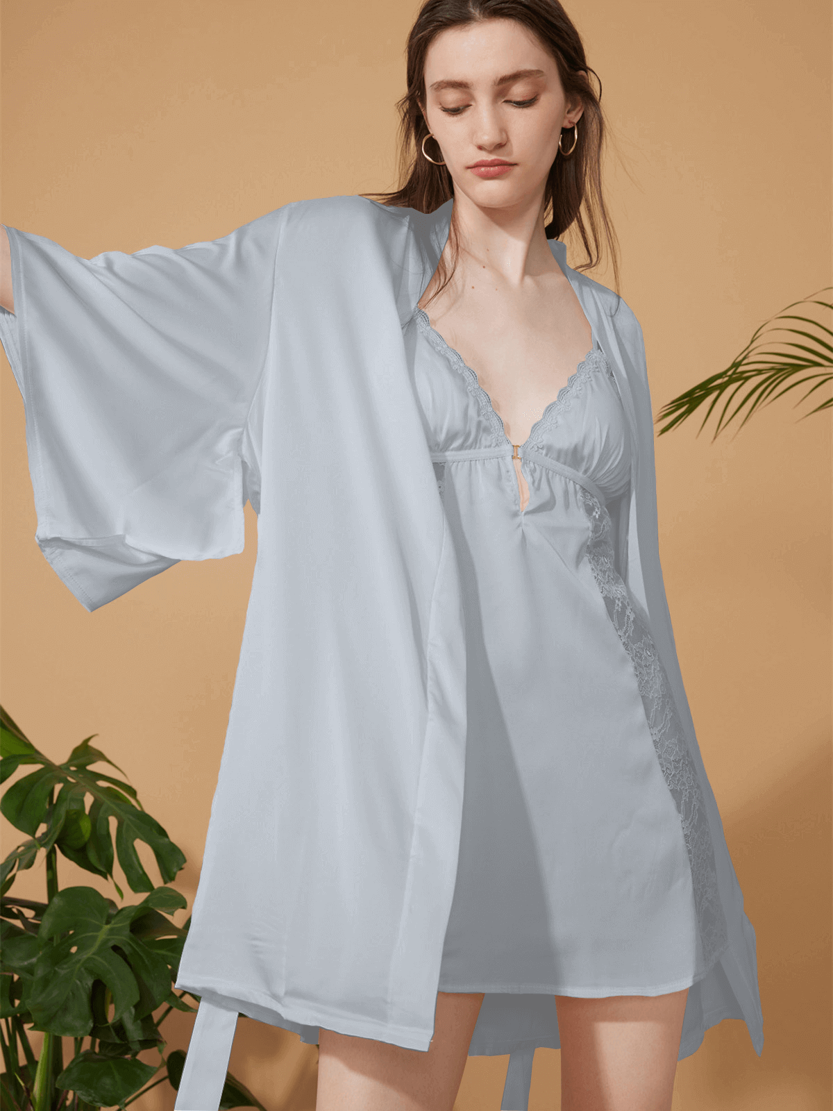 Short Robe Set Exotic Pajama 2 Pcs (Various Colors)