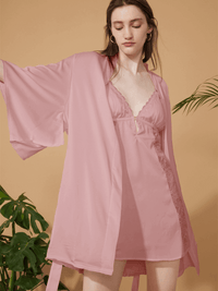 Short Robe Set Exotic Pajama 2 Pcs (Various Colors)