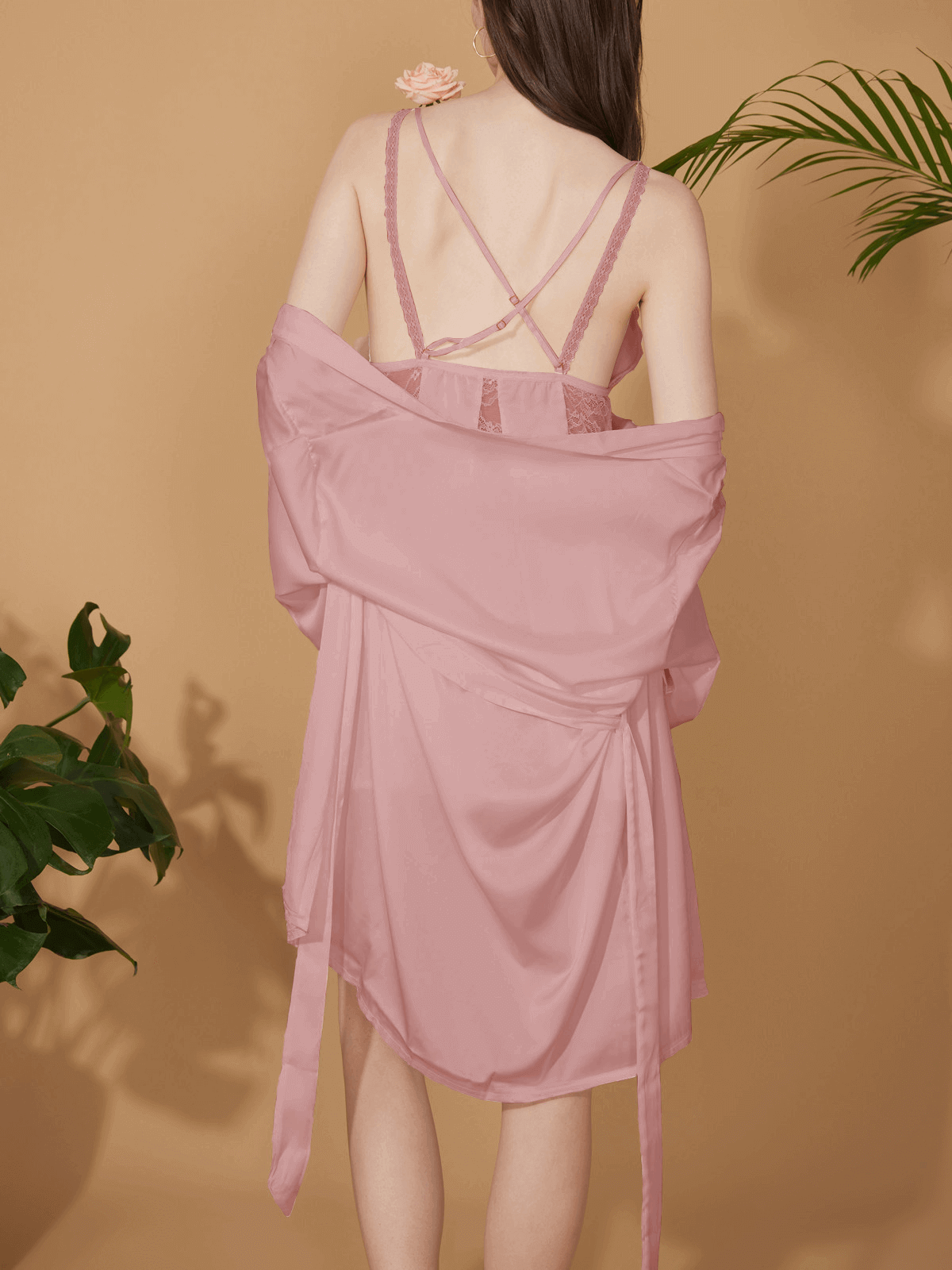 Short Robe Set Exotic Pajama 2 Pcs (Various Colors)