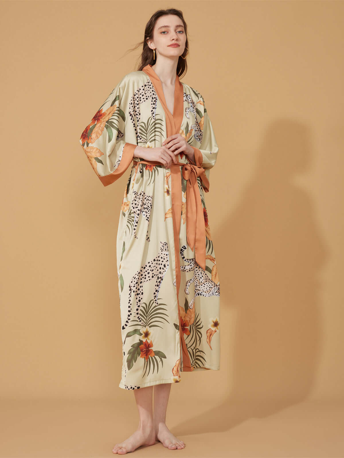 Orange Leopard Kimono Robe