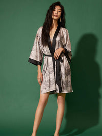 Short Kimono Robe Ink Painting