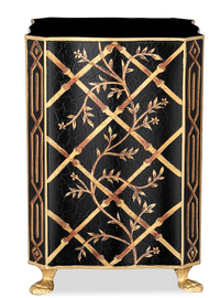 Black Bamboo & Floral Tissue Holder & Wastepaper Basket