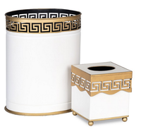 Ivory Greek Key Wastepaper Basket