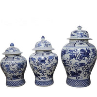 Blue and White Temple Jar (3 sizes)