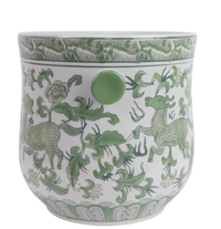 Green & White Bamboo Handle Ice Bucket