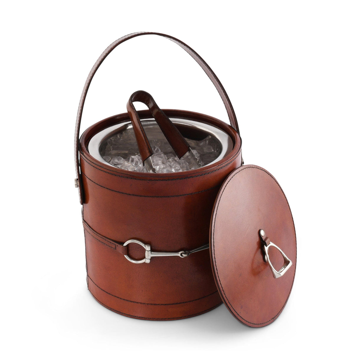 Premium Genuine Leather Bit Lidded Ice Bucket